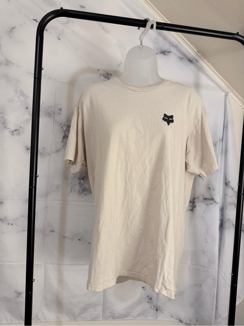 Fox Men’s Short Sleeve Tee - Cream with Black Fox Logo